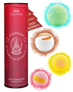 Frohes Weihnachtsfest - Badebomben-Set, 4 Badekugeln Bath Bomb