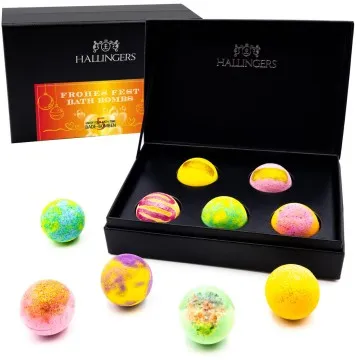 Frohes Fest - Bath Bombs - Orange (Set) - Weihnachtliches 5er Badebomben-Geschenk-Set mit fünf Bathbombs als Geschenk zur Weihnacht (225g)