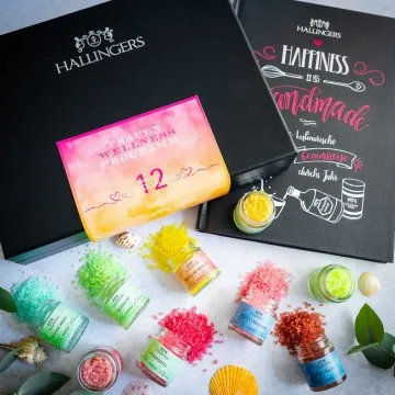 Frauen-Wellness-Programm & Happiness is handgemacht (12 Badesalze im Glas)