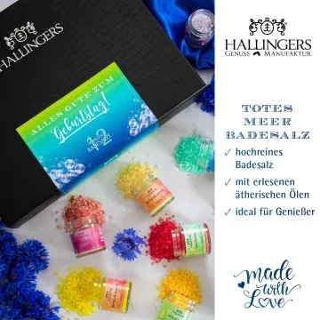 Alles Gute zum Geburtstag - Badesalze-Set, 12x Badezusatz Totes Meer