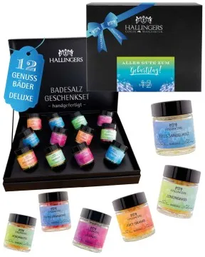 Alles Gute zum Geburtstag - Badesalze-Set, 12x Badezusatz Totes Meer
