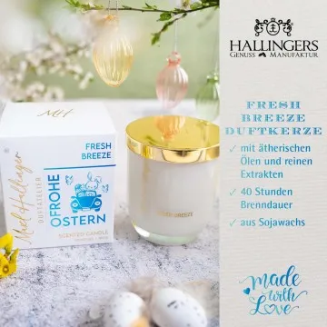Frohe Ostern Hase liefert Eier (Fresh-Breeze-Duftkerze)