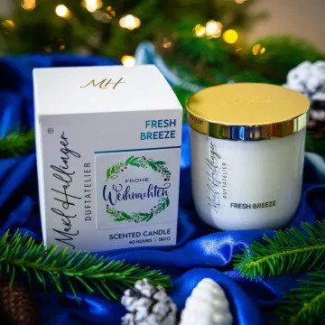 Frohe Weihnachten grüner Kranz (Fresh-Breeze-Duftkerze)