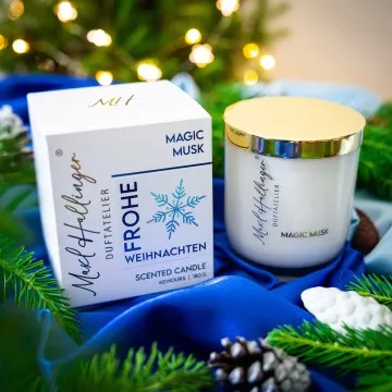 Frohe Weihnachten Glitzerschnee (Moschus-Duftkerze)