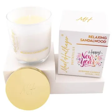 Happy New Year pink orange (Sandelholz-Duftkerze)