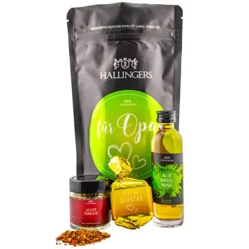 Für Opa (Bundle) - Vatertagsgeschenk Wundertüte Geschenkset Nougat Busserl Haselnusslikör & Gewürz zum Vatertag (84g)