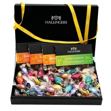 Easter Box Yellow (Bundle) - Ostergeschenke als Osterkörbchen zu Ostern, Schokolade 60 Pralinen Ostereier & Geschenkbox (1320g)