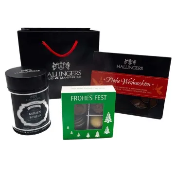 Geschenk-Set mit Tee, Schokolade & Pralinen (260g) - Frohe Weihnachten - Klein No. 01 (Bundle)