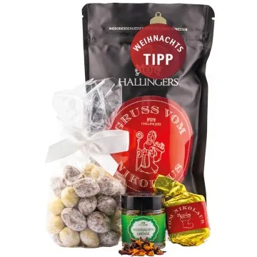 Gruß vom Nikolaus (Bundle) - Weihnachtliche Geschenk Wundertüte, Gourmet-Köstlichkeiten als Geschenkkorb zu Weihnachten (188g)