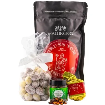 Gruß vom Nikolaus (Bundle) - Weihnachtliche Geschenk Wundertüte, Gourmet-Köstlichkeiten als Geschenkkorb zu Weihnachten (188g)