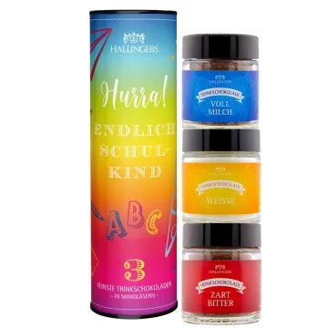 Hurra! Endlich Schulkind (3 Trinkschoki im Glas)